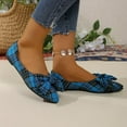 thumbnail image 5 of Rokment Retro Plaid Bow Ballet Flat Dress Shoes for Women Ladies 2026 Spring Fall Checkered Bowknot Pointed Toe Casual Dressy Loafers Bride Low Heels Slip-On Blue Size 6, 5 of 8