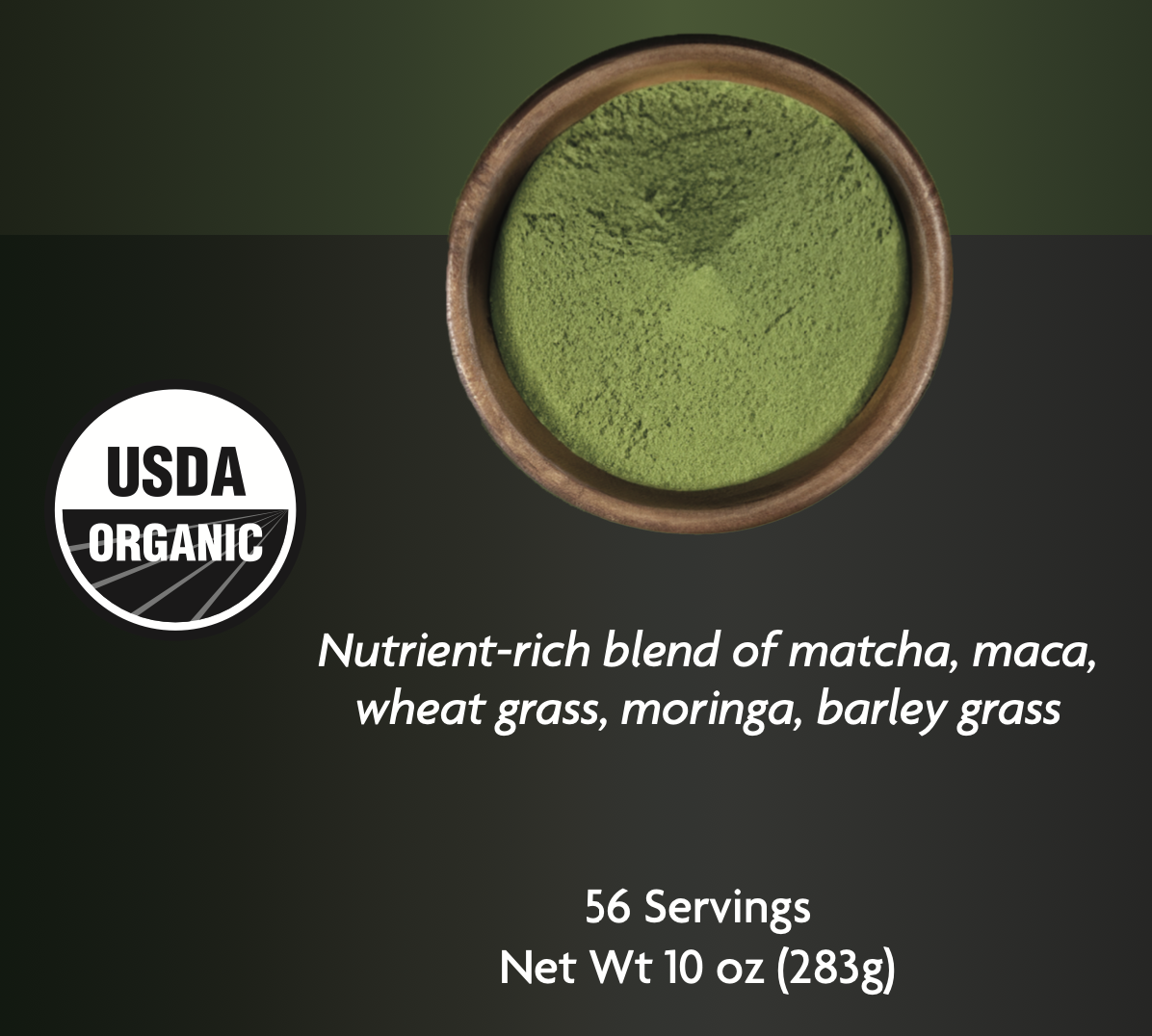 Nutri-hut Matcha Powder Green Superfood Mix, Non-GMO Mixed Greens, Plant Based, Focus & Energy, Organic Green Tea Powder, Natural Caffeine Drink Mix (10oz, 56 Servings)