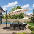 thumbnail image 1 of PURPLE LEAF Parasol Déporté Rond de 3,35 m (11 Pi), Grand Parasol Suspendu en Aluminium avec Rotation à 360°, Réglable, pour Jardin et Piscine, Beige, 1 of 8