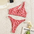 thumbnail image 7 of Women’s Two Piece Swimsuit Asymmetrical One Shoulder Bikini Set High Cut Cheeky Swimwear Leopard Print Bathing Suit Orange L, 7 of 7