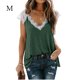 thumbnail image 1 of Camiseta de mujer Encaje Cuello en V Sin mangas Casual Loose Girl Summer Top, Verde, M kenally AP001333-07, 1 of 7