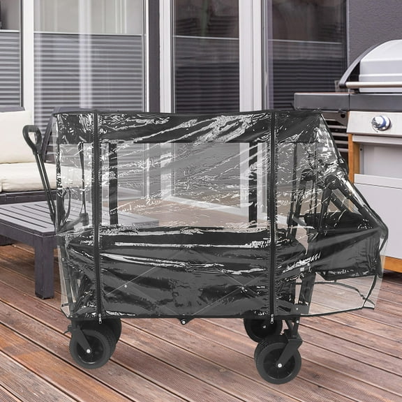 UPGRATOR 1Pack Transparent Folding Trolley Rain Cover for Wagon and Garden Cart Dustproof Awning
