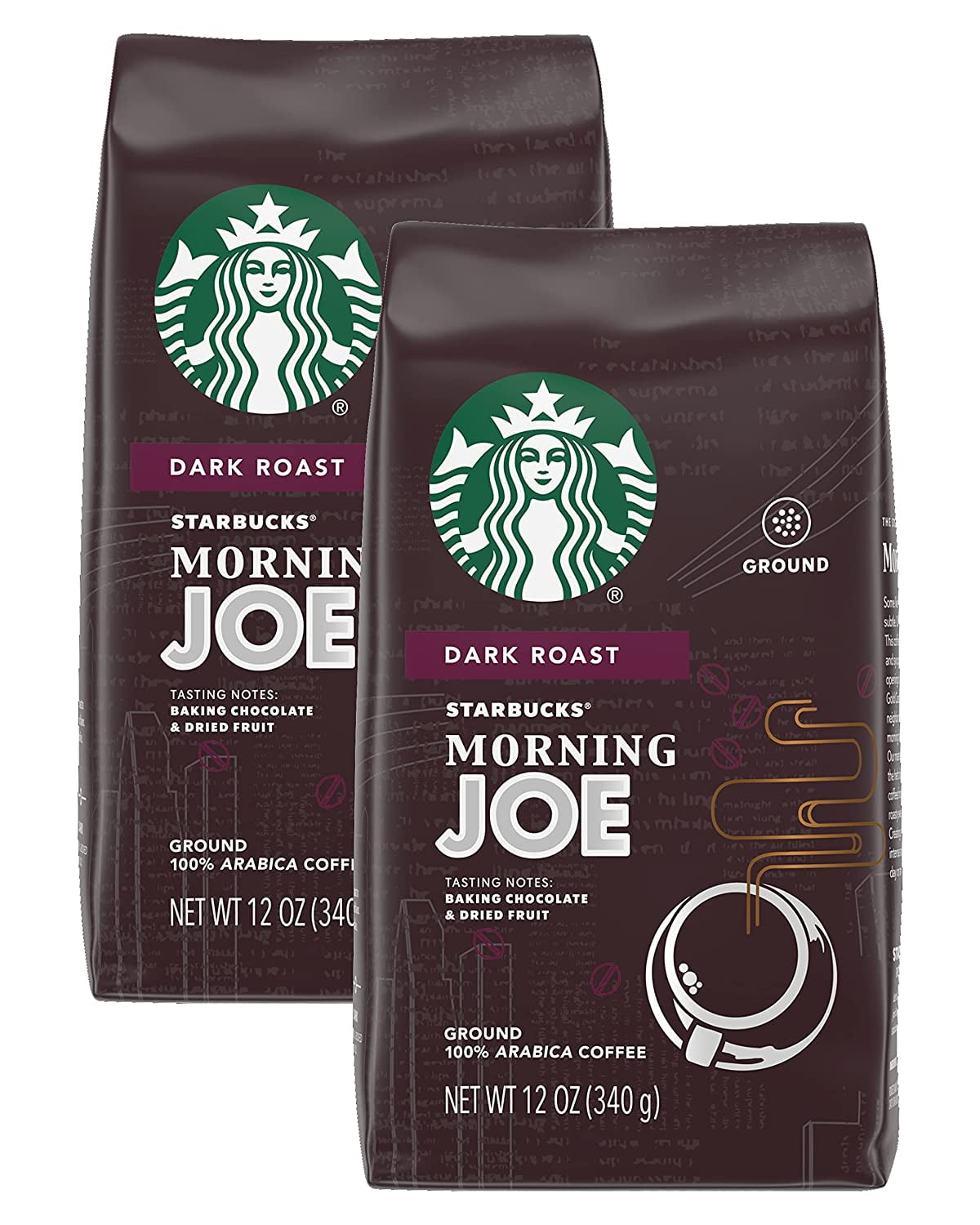 Starbucks Morning Joe Coffee, Dark Roast Ground Coffee, 100 Ground