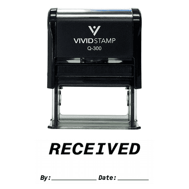 Vivid Stamp RECEIVED By Date Self Inking Rubber Stamp (Black Ink) Large