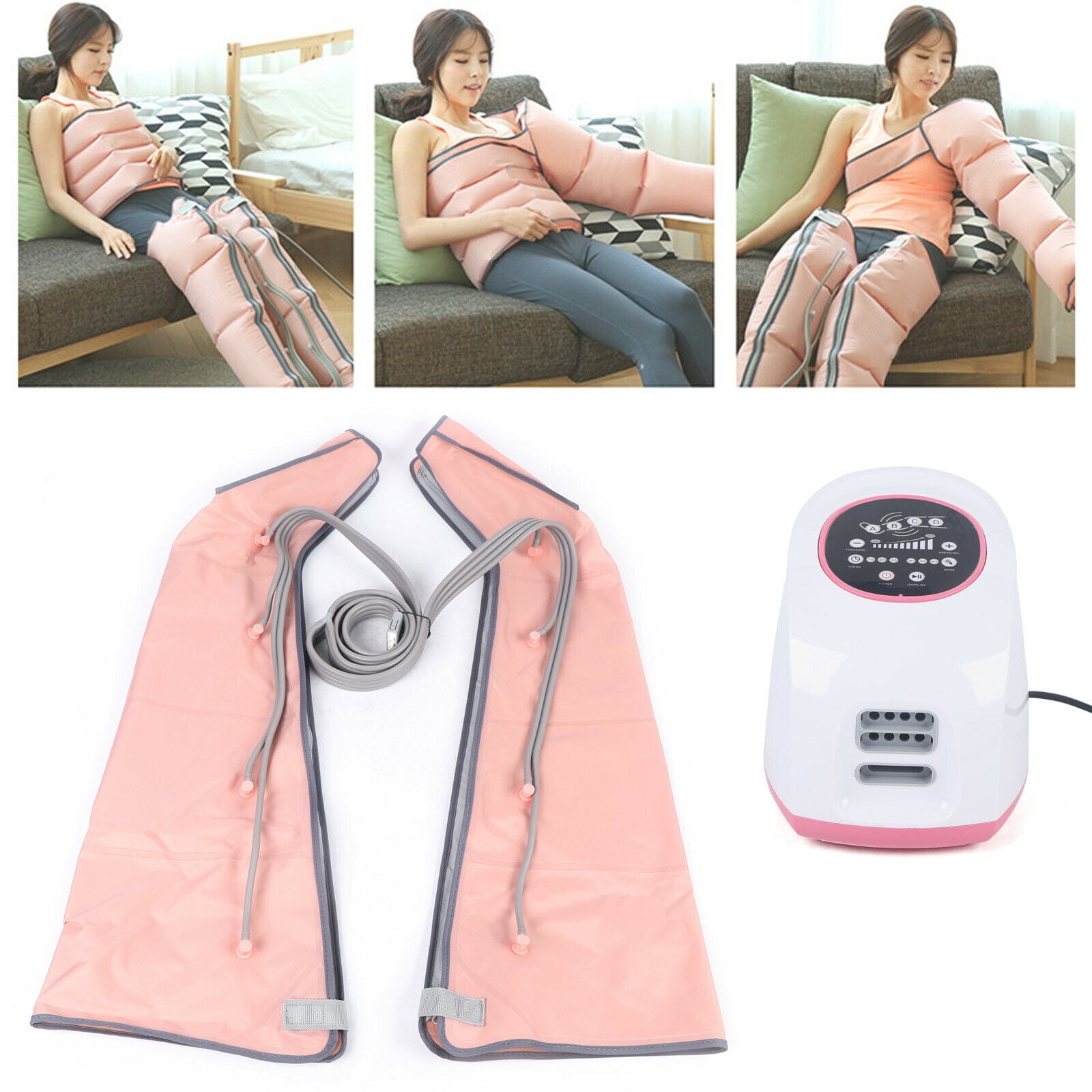 Miumaeov 100W Air Compression Leg Massager Device Massage Therapy Machine Unisex, Size: Thigh Diameter :64CM, White