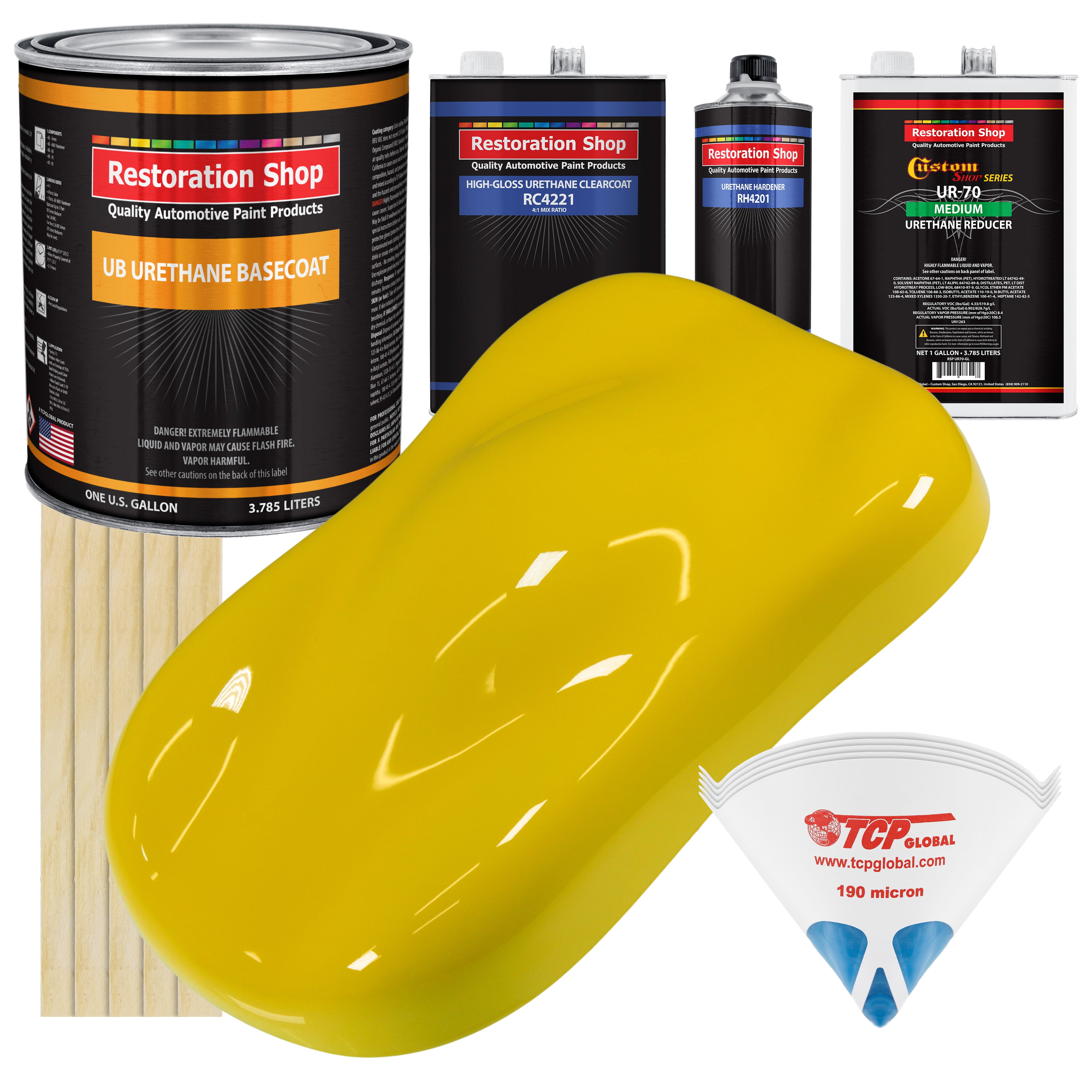 Electric Yellow Gallon URETHANE BASECOAT CLEARCOAT Car Auto Body Paint Kit