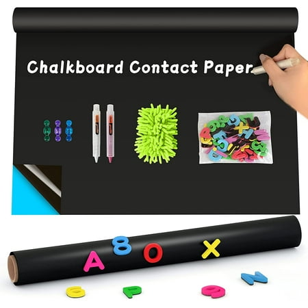 Magnetic Chalkboard Contact Paper for Wall, 40  Black Self Adhesive  Chalk Board Wallpaper Sticker, Removable Large Blackboard Vinyl Paper with  46 Magnetic Letters for Kids | Walmart Canada