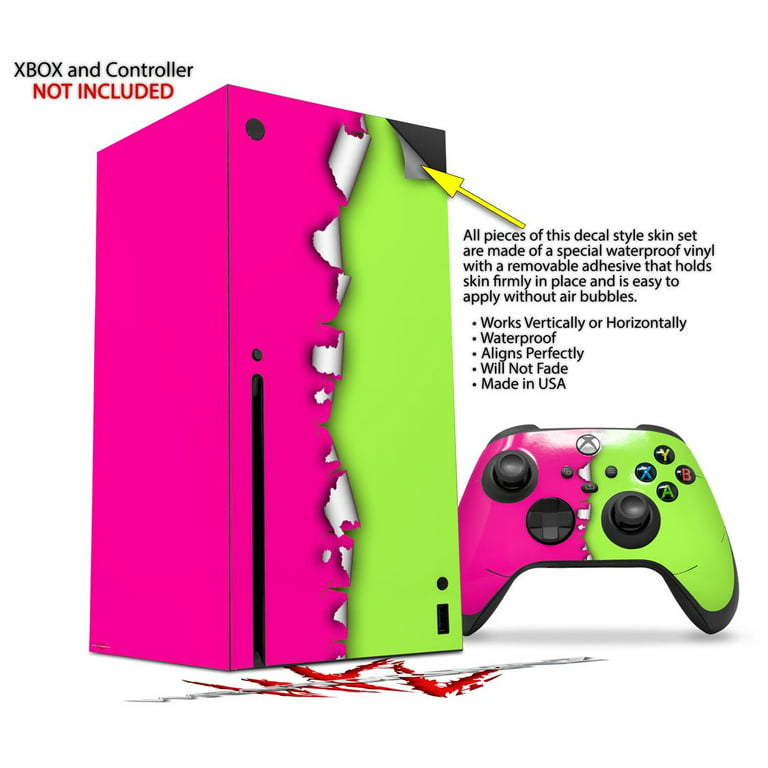 WraptorSkinz Skin Wrap compatible with the 2020 XBOX Series X Console and  Controller Ripped Colors Hot Pink Neon Green (XBOX NOT INCLUDED)