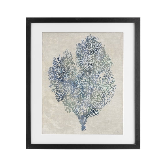 Stupell Industries Fan Coral in Blue & Green Black Framed Print Under Glass, design by Amber Sterling
