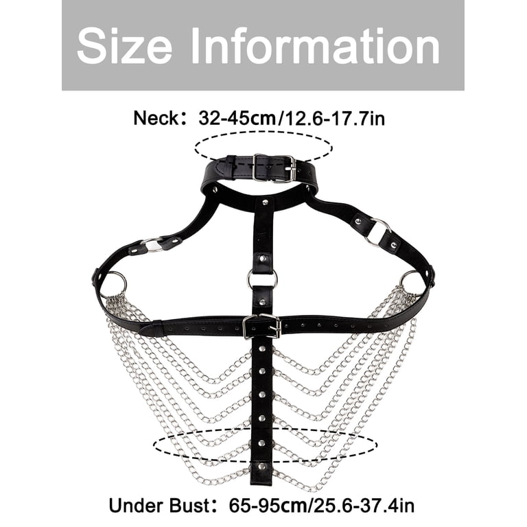 PUNK Body Chain Black Leather Waist Tassel Harness Belly Rave Party Cosplay BDSM Amazon.com: Aiosy Punk Waist Chain Black Leather Body Chain  main image 4