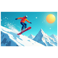 thumbnail image 5 of Snowboarding Scene Themed Backdrop Background Banner Winter Sports Party Decorations Snowflake Mountain Sun Decor Photography Props Winter Festival Party Supplies, 5 of 8