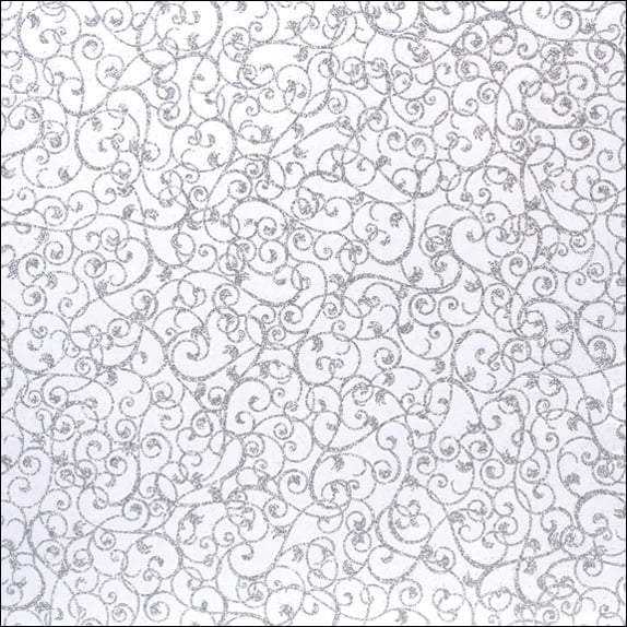American Crafts Patterned Glitter Cardstock 12"X12"Swirl/Silver