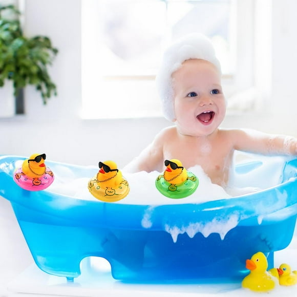 Bath Duck Toys Cartoon Rubber Duck With Swim Ring Necklace Sunglasses Baby Shower Toy Car Ornaments Dashboard Decoration