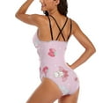 thumbnail image 2 of Kuromi And My Melody Women's One Piece Swimsuit Tummy Control V Neck Bathing Suits, 2 of 7