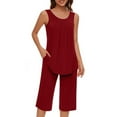 thumbnail image 5 of ASFGIMUJ Pajama Sets For Women 2 Piece Sleeveless Tank Top And Capri Pants With Pocket Loungewear Sets Pajamas Sets, 5 of 7