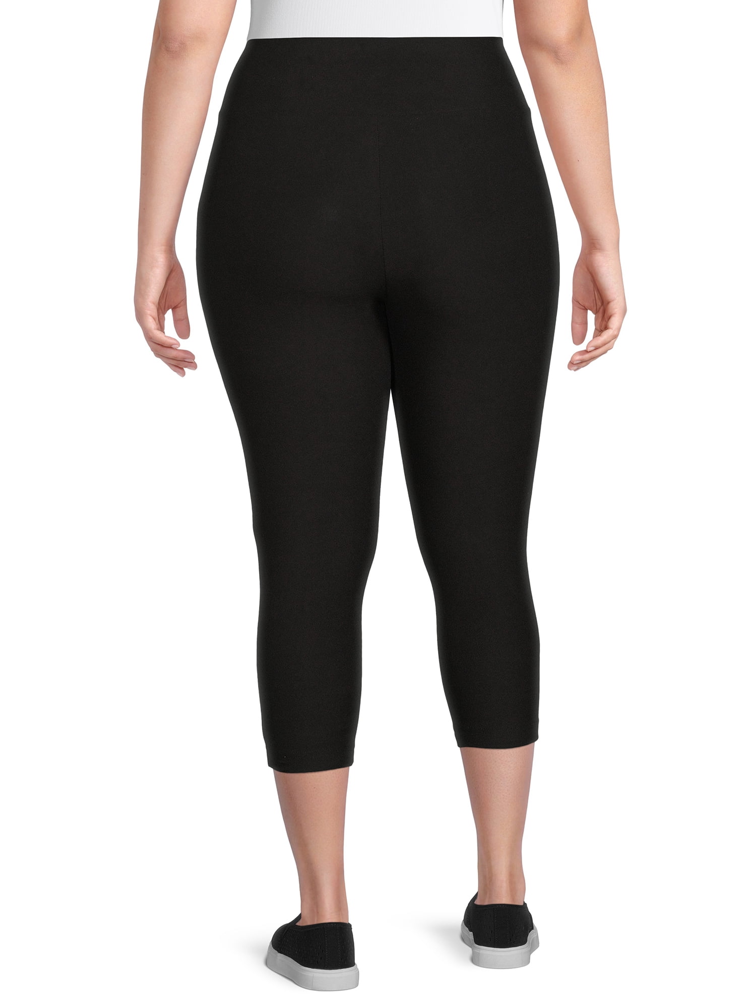 Terra & Sky Women’s Plus Size Printed Capri Leggings, 2-Pack, Regular and Petite