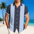 thumbnail image 2 of VSSSJ Men's Bowling Shirt Casual Short Sleeve Button Down Shirts Striped Color Block Vintage Summer Vacation Beach Collared Shirts Dark Blue XXXL, 2 of 6