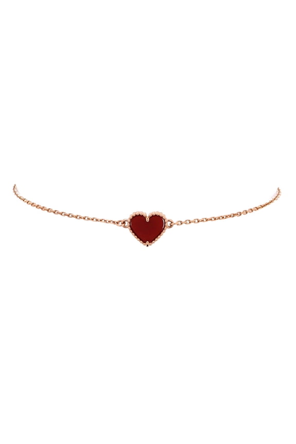 Pre-Owned Sweet Alhambra Heart Bracelet 18K Rose Gold with Carnelian By Rebag