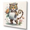 Designart Tiger With Roll Of Toilet Paper And Flowers III Canvas Wall Art