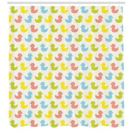 Rubber Duck Shower Curtain Colorful Ducklings Baby 