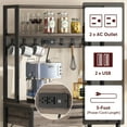 thumbnail image 5 of Tribesigns Kitchen Bakers Rack with Power Outlets, 5-Tier Microwave Oven Stand with Drawer and Sliding Shelves, Freestanding Coffee Bar, Kitchen Storage Shelf Organizer with 6 Hooks, Retro Gray, 5 of 7