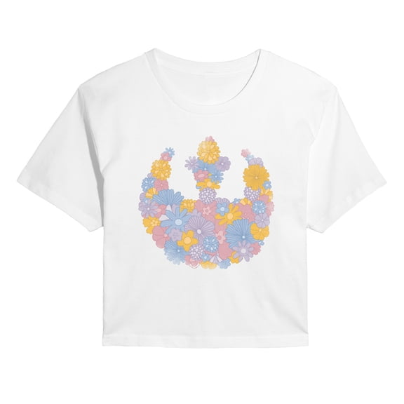 Star Wars - Rebel Flower Logo - Juniors Cropped Graphic T-Shirt