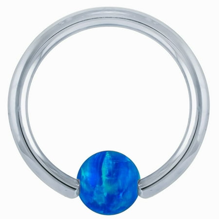 Pink Tourmaline Mens Ring - Opal 14kt White Gold Captive Bead Ring