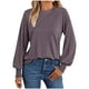 thumbnail image 3 of Ropa para adolescentes,Blusa informal de color liso para mujer, cuello redondo, manga larga, tela acrílica, cómoda para uso diario, sopatenor, 3 of 9