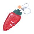 thumbnail image 2 of Lindo llavero con colgante de zanahorias de cuero PU, llavero, bolso, regalo ornamental para coche (rojo), 2 of 5