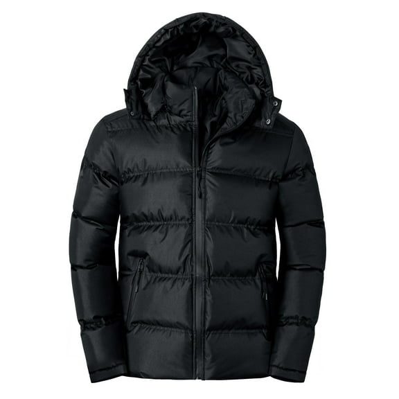 Christmas Clearance! AIEOTT Men Winter Coats Big and Tall Puffer Jacket Zip Up Padded Coat Warm Parka Jacket Thick Quilted Jacket with Hood