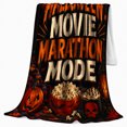 thumbnail image 2 of autumn celebration Movie Marathon Night Haunted House Scene Carved, Warm Flannel Blanket for Living Room and Reading Nook, Festive autumn celebration Scene, Art Lovers autumn celebration Gift, 2 of 7