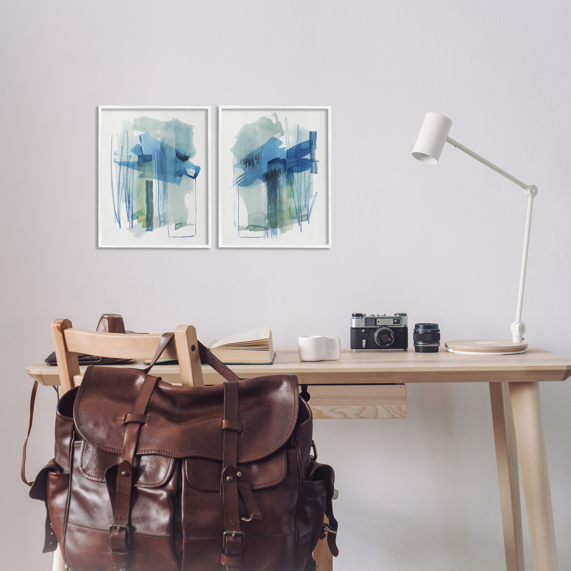 Stupell Industries Chaotic Brushed Watercolor Abstract Painting White Framed Art Print Wall Art, 11 x 14, Set of 2