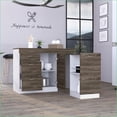 thumbnail image 7 of Kitchen Island | L-Shaped Convertible 3-Drawer Storage | White & Dark Walnut | Brown | Particle Board, 7 of 7