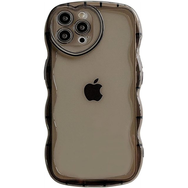 Para iPhone 13 Pro Max Case 6.7 ", lindo estuche transparente de amor, con marco de cámara de corazón de amor borde ondulado transparente protección completa suave TPU a prueba de golpes teléfono
