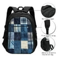 thumbnail image 3 of Balery Indigo Patchwork Quilt Mochila con carga USB para hombre y mujer - Mochila impermeable y antirrobo para portátil con puerto USB para viajes, trabajo, estudios y universidad, 3 of 7