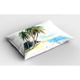 thumbnail image 2 of Ambesonne Island Pillow Sham 2 Pack, Palm Trees Coastal Charm, 26"x20", Fern Green and Sky Blue, 2 of 3