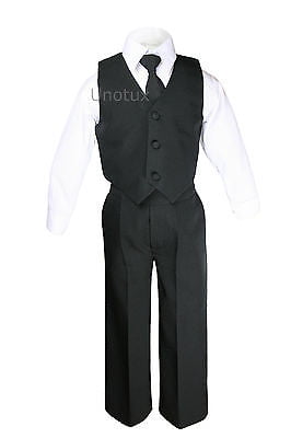 Unotux Infant Baby Toddler Boy Black Suit Shawl Lapel Tuxedo Vest Set 0-7 Years 