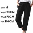 thumbnail image 2 of Pantalones rectos de mujer, pantalones casuales con cintura elástica y bolsillos, 2 of 5