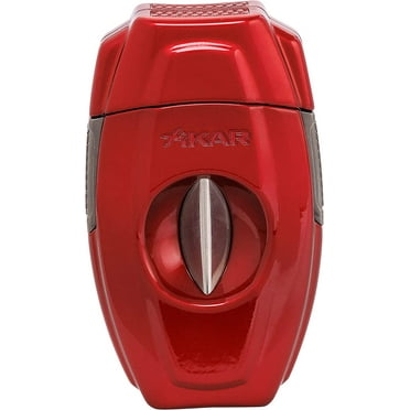 Xikar VX2 V-Cut Cigar Cutter, Up to 70 Ring Gauge, Built-in 64RG Bowl, Stainless Steel Blades, Attractive Gift Box, Ergonomic Design, Secure-Lock, Spring-Loaded, Daytona Red
