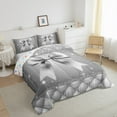 thumbnail image 3 of Castle Fairy Cartoon Ribbon Bow 3 Pieces Queen Comforter Set for Kids Children Teens,Bling Grey Glitter Ultra Soft Bedding Sets,Geometric Plaid Bedding Comforter Set Breathable,Ultra Soft Home Decor, 3 of 8