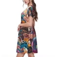 thumbnail image 2 of Goofa Fantasy Colorful Beast Pattern Women Summer Short Sleeve Midi Dress with Pockets Casual Aline Flowy Tshirt Dress Vocation Beach Sundress, 2 of 6