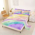 thumbnail image 2 of Manfei Cartoon Rainbow King Sheets, Watercolor Starry Sky Bedding, Purple, 4pcs, 1 Flat Sheet, 1 Fitted Sheet and 2 Pillowcases, 2 of 6