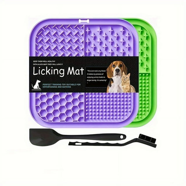 4pcs Silicone Dog Lick Mat Set with Suction Cups - Anti-Choke Slow Feeder Pads for Healthy Eating