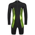 thumbnail image 3 of iiniim Men's Color Block Long Sleeve Surfing Swimsuit Zipper Bathing Suit Sun Protection Rash Guard Black S, 3 of 5