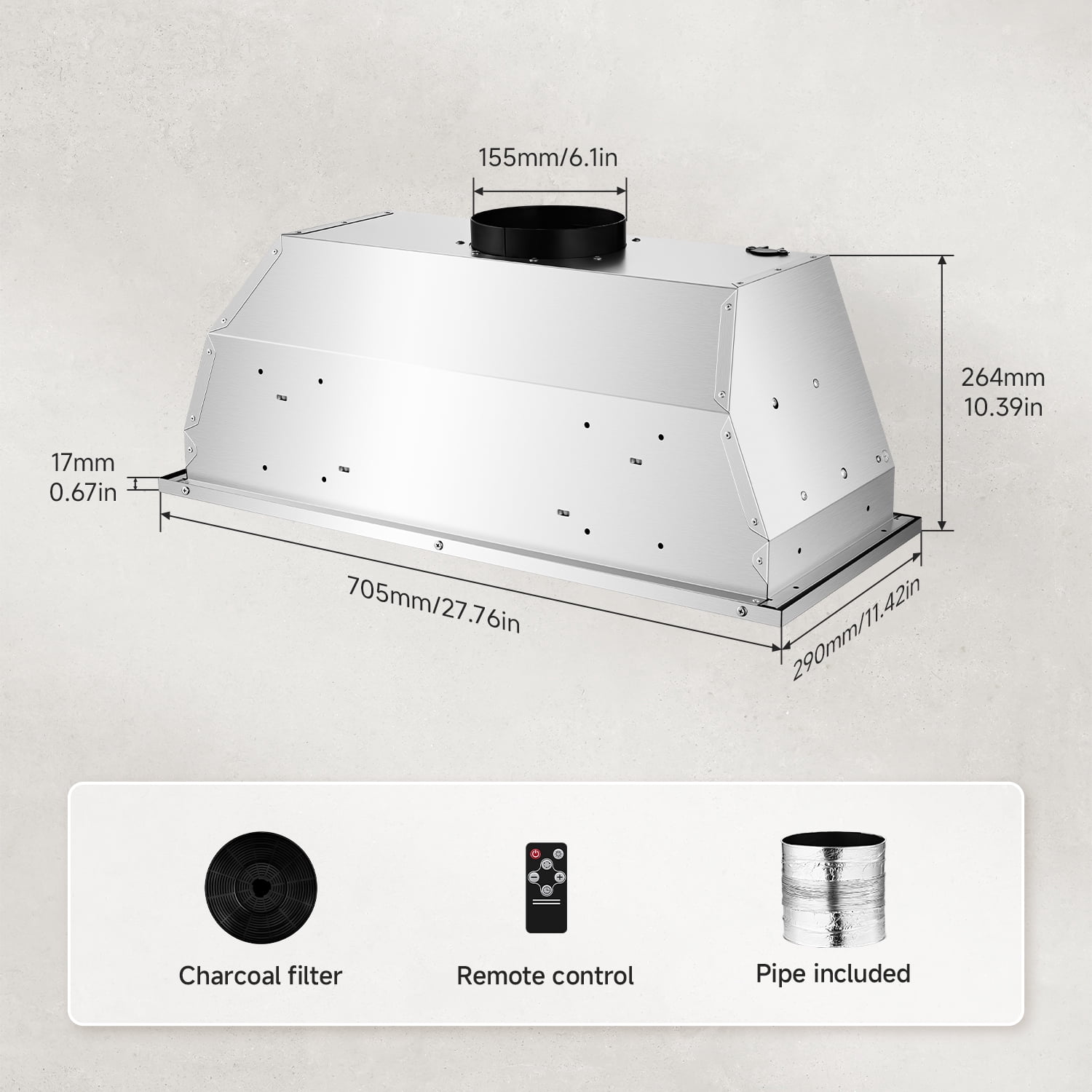 Aobosi 30" Range Hood, 900 CFM Under Cabinet Vent Hood, Stainless Steel Exhaust Fan with Gesture & Remote Control, Time Setting, LED Lights