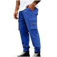 thumbnail image 4 of Generic Mens Cargo Joggers Relaxed Fit Drawstring Elastic Waist Cargo Pants with Pockets Baggy Outdoor Tapered Hiking Pants, 4 of 7