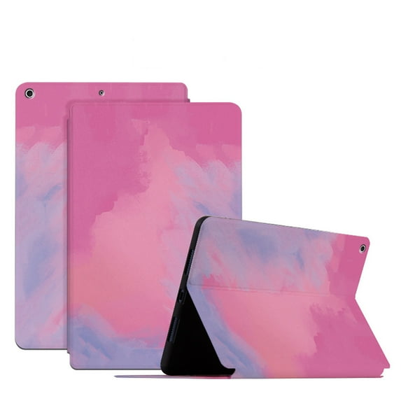 SaniMore for iPad 10.2" (9th/8th/7th Generation, 2021/2020/2019) Intelligent Power-Saving Case, PU Leather Case with Adjustable Kickstand Shockproof Protective Case for Women Ladies, Sunset Red