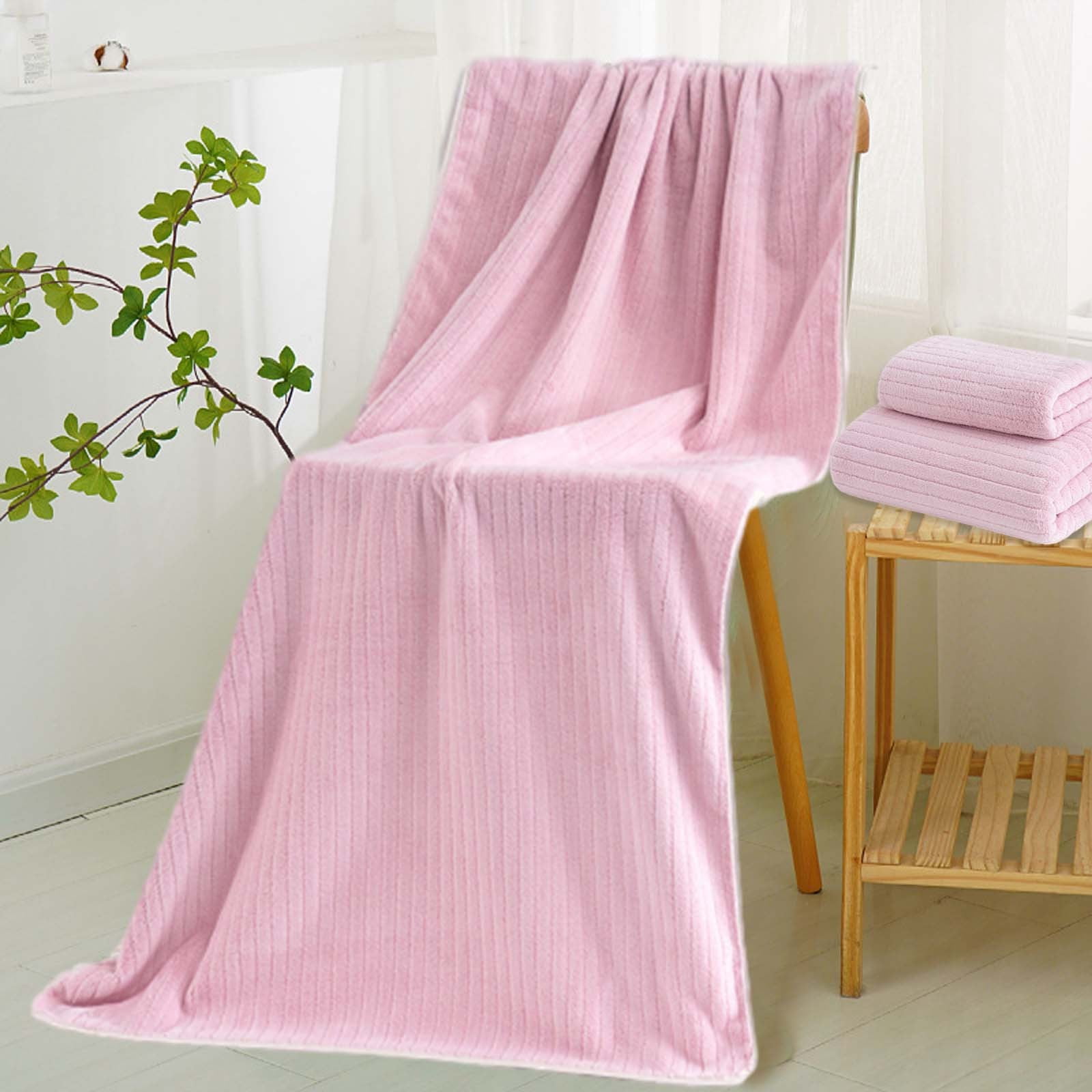 AZXY 2-Piece Pink Microfiber Towel Set - Includes 1 Bath Towel & 1