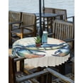 thumbnail image 2 of Fsddascl Blue Coastal Crab Outdoor Tablecloth - 60 Inch Round Dining Table Cover, Nautical Beach Coral Starfish Waterproof Outdoor Table Cloth with Umbrella Hole & Zipper for Picnic/Patio/Party, 2 of 7