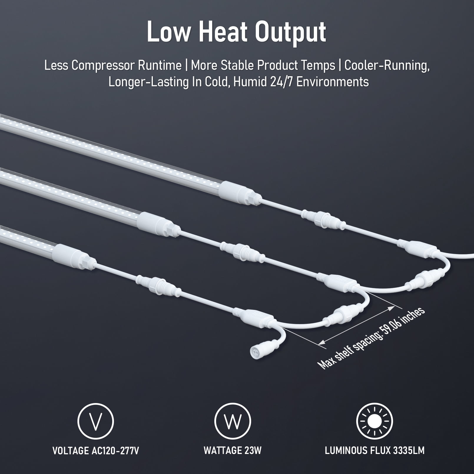 8 Pack 5FT 23W LED Freezer Tube Lights, 3335LM Commercial Refrigerator Cooler Light Fixture, Wet Location, 5000K Daylight, ETL Listed